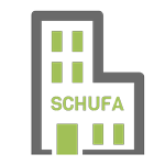 Icon Gebäude SCHUFA grau grün