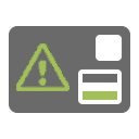Icon Grün Grau Kreditkarte mit Warnzeichen